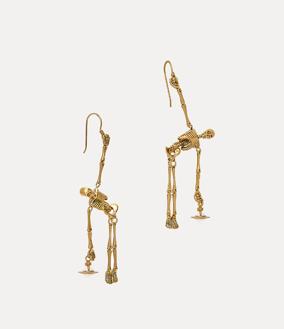 Vivienne Westwood Skeleton Earrings in gold/ivory enamel